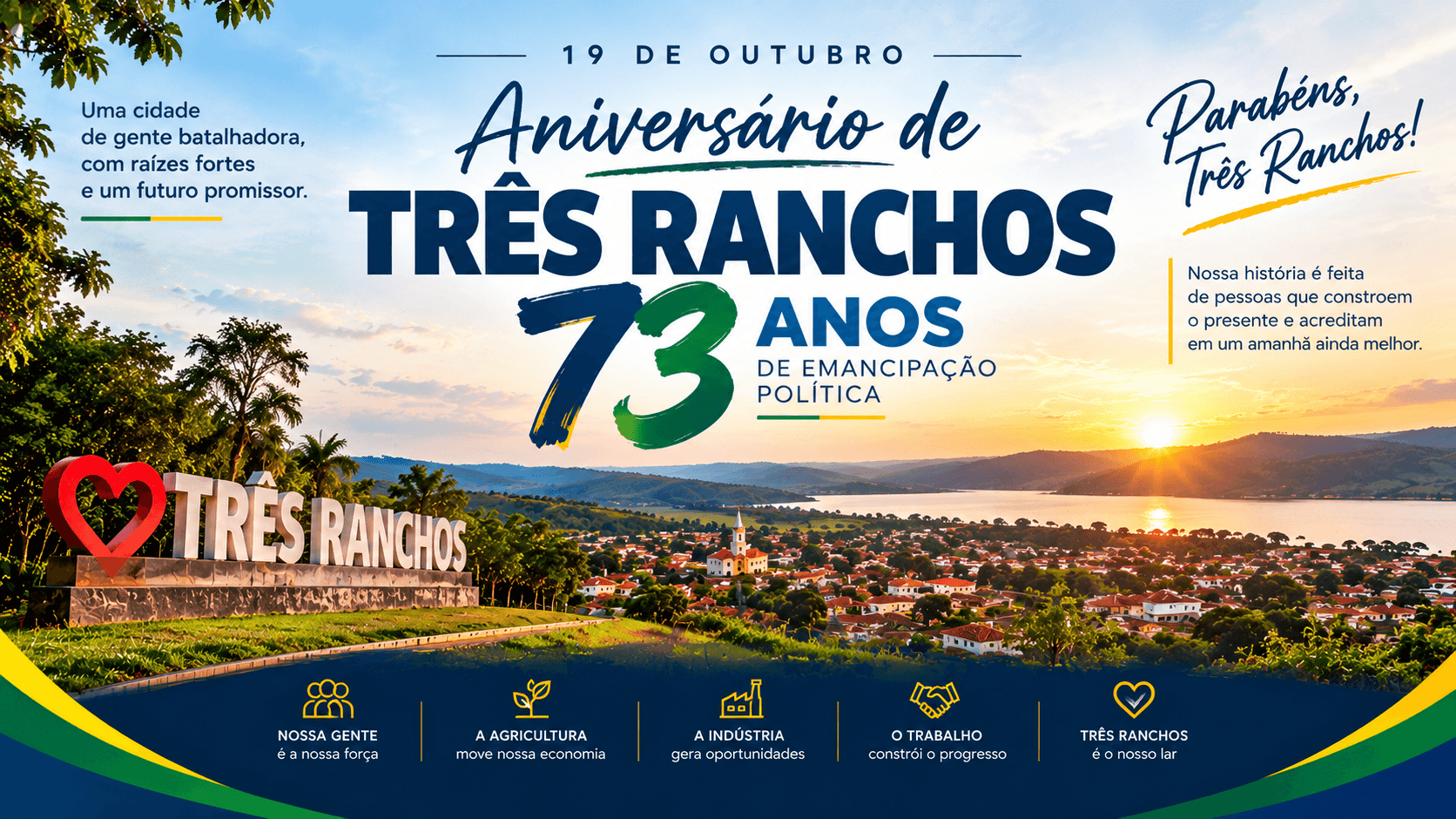 Três Ranchos completa 73 anos de emancipação política nesta segunda-feira (19)